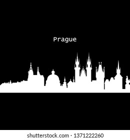 Prague city silhouette skyline. Czech Republic - Prague city vector city, czech linear architecture. Prague city travel illustration, outline landmarks. Czech Republic flat icon, czech line banner