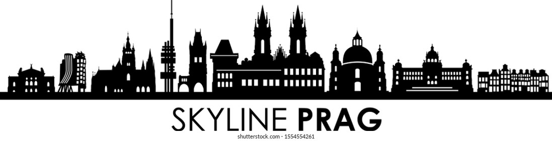 Prague City Skyline Vector Silhouette