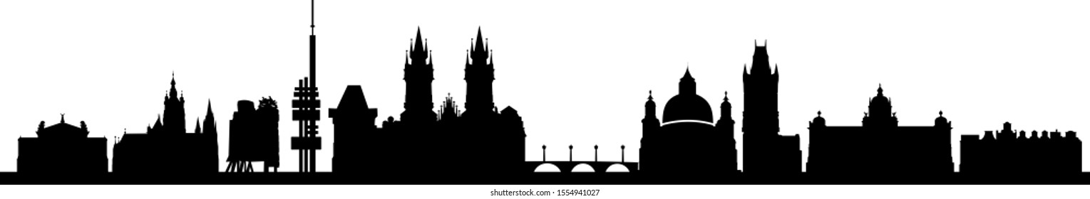 Prague City Skyline Vector Silhouette