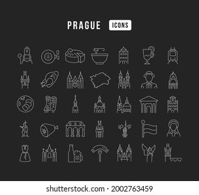 Prague. Collection of perfectly thin icons for web design, app, and the most modern projects. The kit of signs for category Education.
