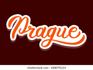 Prague - colored hand lettering. Greetings for t-shirt, mug, card, logo, tag, banner, sticker. Drawn art sign. Vector illustration.