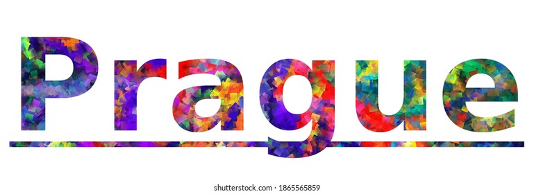 Praga. Cartel de texto de tipografía colorida. Vector la palabra diseño de la ciudad de Praga. Se puede usar para logotipo, tarjeta, afiche, título y título hermoso
