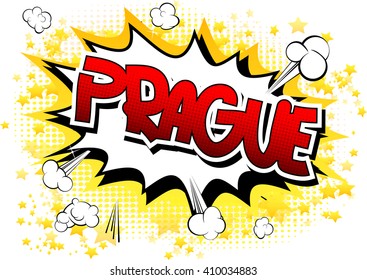 Prague - Comic book style word