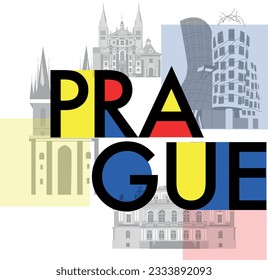 Prague culture travel set, European famous architectures, Czech in flat design. Business travel and tourism concept clipart. Image for presentation, banner, website, advert, flyer, roadmap, icons