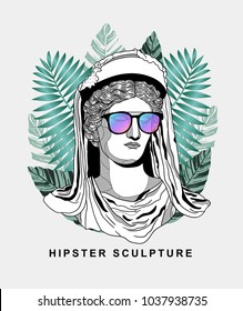 PRAGUE, CZ - March 4, 2018: Hipster Sculpture. Vector illustration hand drawn. Demeter / Ceres