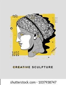 PRAGUE, CZ - March 4, 2018: Creative Sculpture. Vector illustration hand drawn. Artemis / Diana