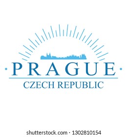 Prague Czech Republic. Banner Design. City Skyline. Silhouette Vector. Famous Monuments.