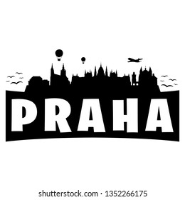 Prague Czech Republic. City Skyline. Silhouette Banner City. Design Vector. Famous Monuments.