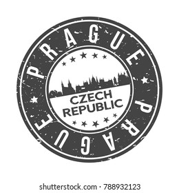 Prague Czech Republic Europa Stamp. Logo Icon Symbol Design Skyline City Vector.