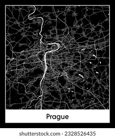 Prague Czech Republic Europe City map black white vector illustration