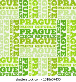 Prague, Czech Republic seamless pattern, typographic city background, texture.