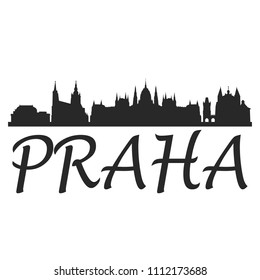 Prague Czech Republic Skyline Silhouette Skyline Stamp Vector City Design