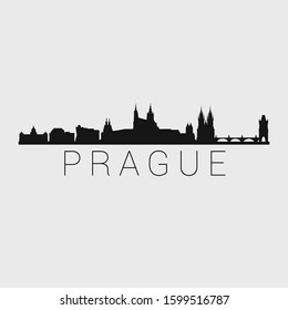 Prague Czech Republic. Skyline Silhouette City. Design Vector. Famous Monuments Tourism Travel. Buildings Tour Landmark.