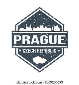 Prague Czech Republic Travel Stamp. Icon Skyline City Design Vector.