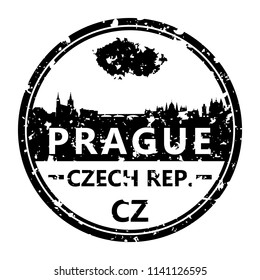 Prague Czech Republic Travel Stamp Icon Skyline City Design Tourism