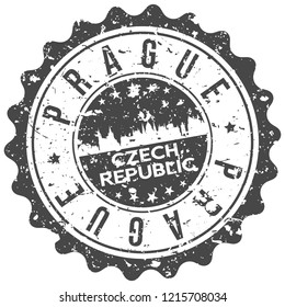 Prague Czech Republic Travel Stamp Icon City Design Tourism Export Seal