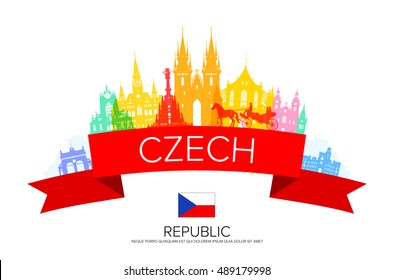 Prague, Czech Republic. Vector and Illustration