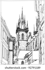 Prague, Czech Republic - vector sketch