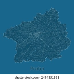 Prague, Czechia artistic blueprint map poster