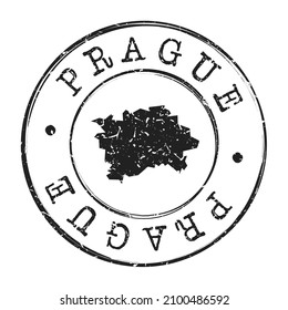 Prague, Czechia Silhouette Postal Passport. Stamp Round Vector Icon Map. Design  Travel Postmark. 