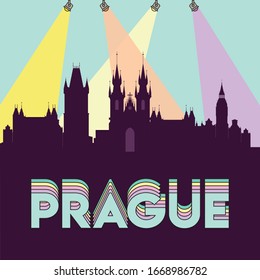 Prague Czechia skyline silhouette flat design vector illustration