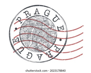 Prague, Czechia Stamp Map Postal. Silhouette Seal Roads and Streets. Passport Round Design. Vector Icon. Design Retro Travel National Symbol.