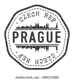 Prague, Czechia Stamp Skyline Postmark. Silhouette Postal Passport. City Round Vector Icon. Vintage Postage Design.