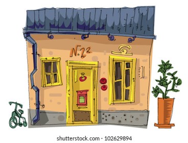Prague facades - cartoon