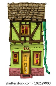 Prague facades - cartoon