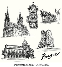 prague - hand drawn illustration