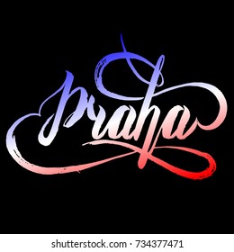 Prague. Hand written lettering. Vector illustration