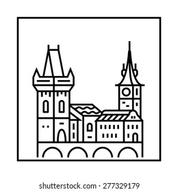 Prague icon. Vector city skyline and buildings