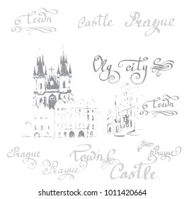 prague, illustration pencil vector