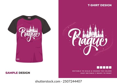 prague lettering t shirt design