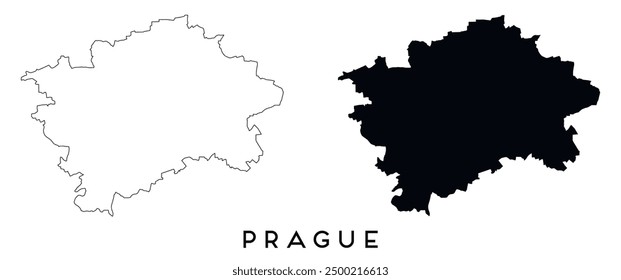 Esquema del mapa de Praga y Vector de silueta negro