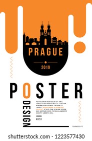 Prague Modern Poster Design with Vector Linear Skyline