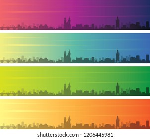 Prague Multiple Color Gradient Skyline Banner