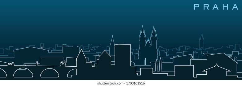 Prague Multiple Lines Skyline and Landmarks