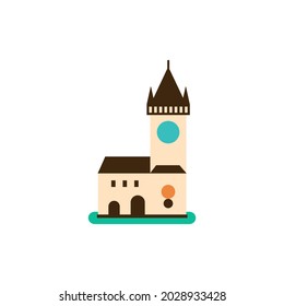 Prague, Orloj. Vector illustration in a flat style.