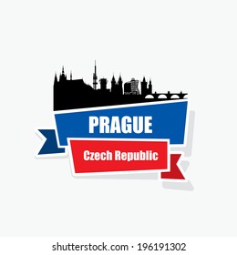 Prague ribbon banner - vector illustration