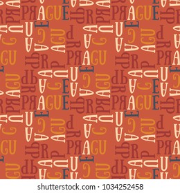 Prague seamless pattern. Autentic artistic design for background.