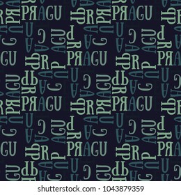 Prague seamless pattern. Autentic artistic design for background.