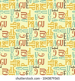 Prague seamless pattern. Autentic artistic design for background.