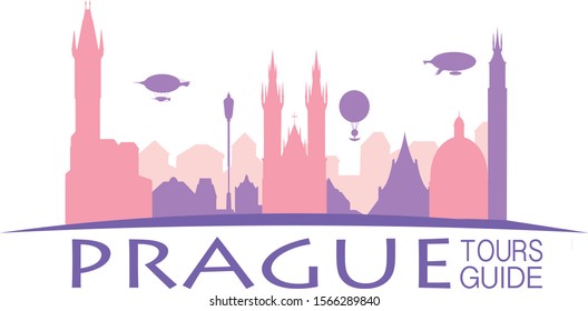 Prague silhouette, vector skyline illustration, colorful city panorama 