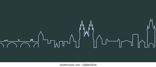 Prague Single Line Skyline