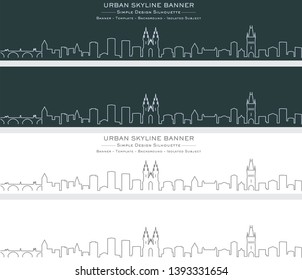 Prague Single Line Skyline Banner