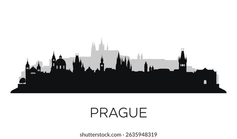 Praga Skyline com República Checa, e Black Silhouette.
