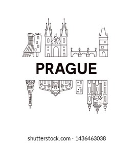 Prague skyline. Doodle Style. Vector illustration.