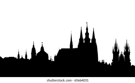 Prague Skyline - Famous Landmarks Of Prague - Vector