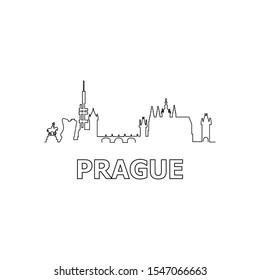 Prague skyline and landmarks silhouette black vector icon. Prague panorama. Czech Republic